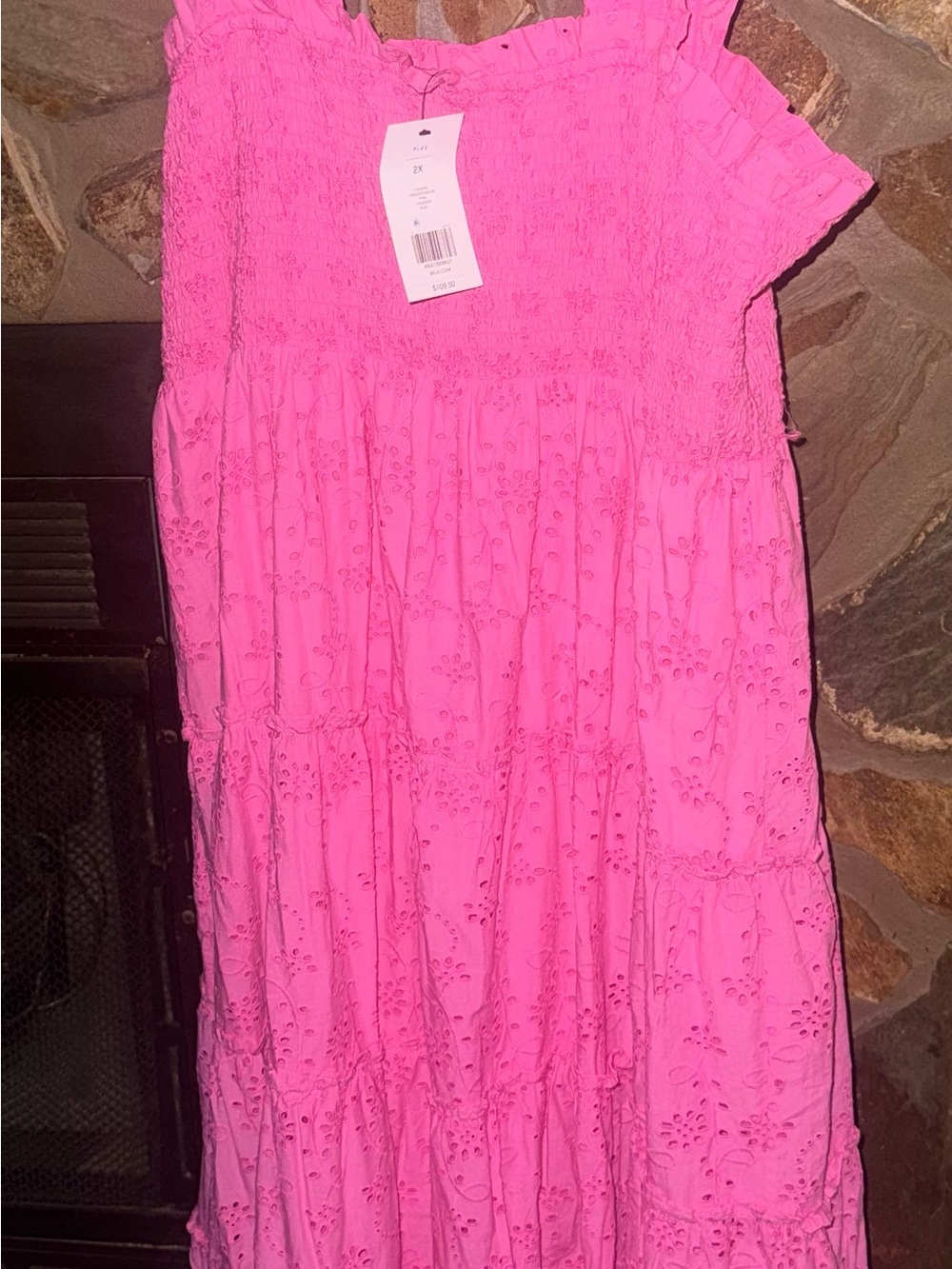 Women’s Plus Size 2XL Pink Eyelet Sundress